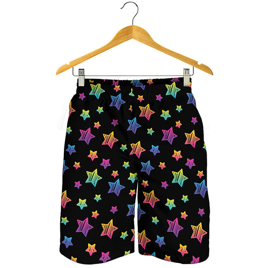 Rainbow Stars Pattern Print Men's Shorts