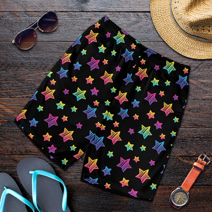 Rainbow Stars Pattern Print Men's Shorts