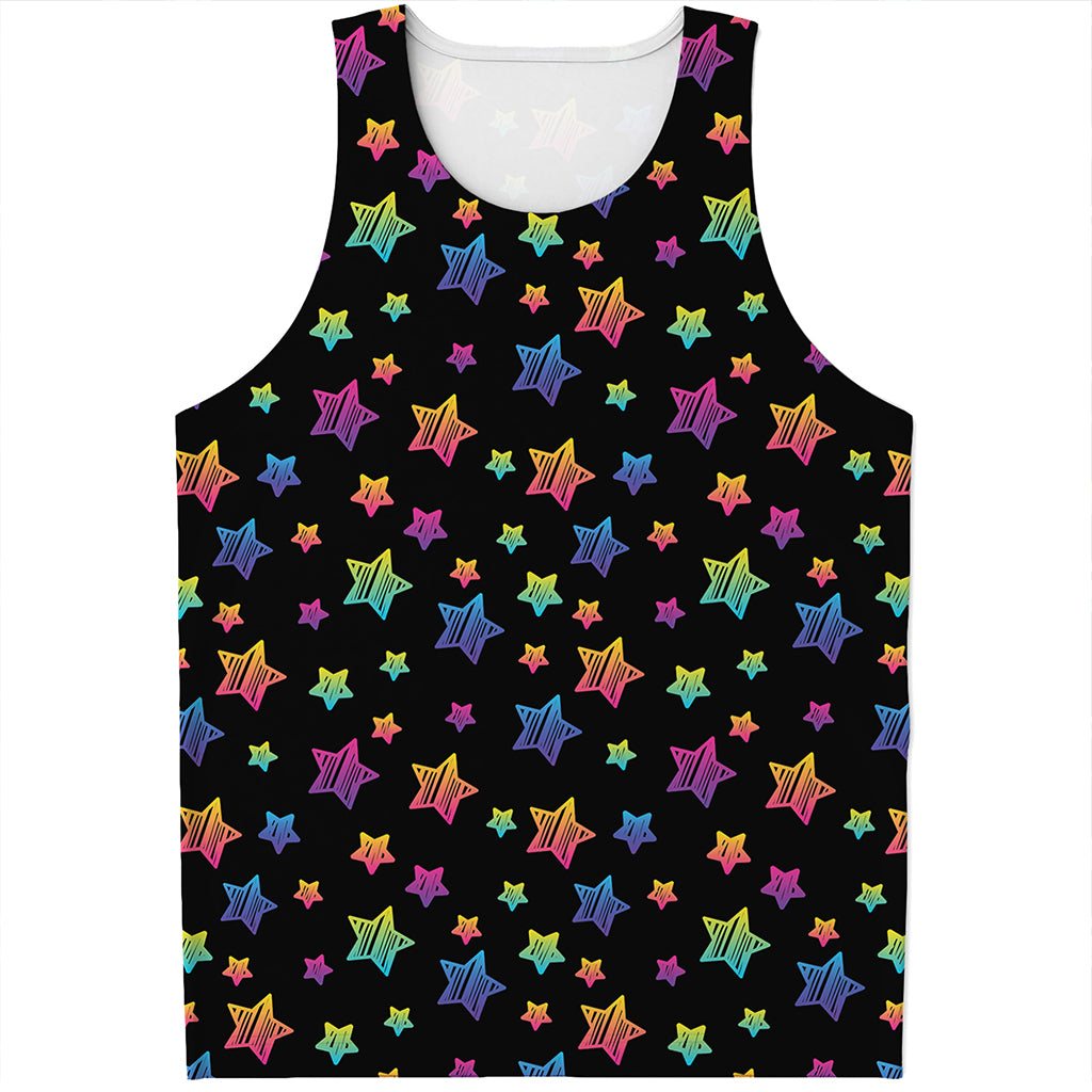 Rainbow Stars Pattern Print Men's Tank Top