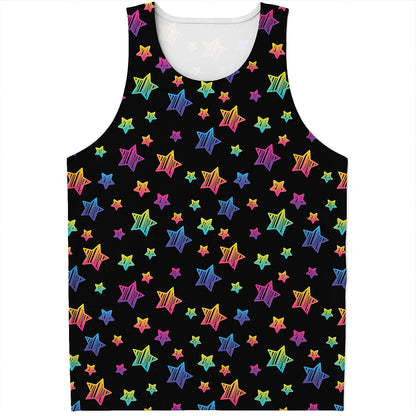 Rainbow Stars Pattern Print Men's Tank Top