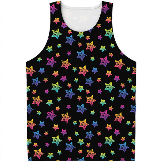 Rainbow Stars Pattern Print Men's Tank Top