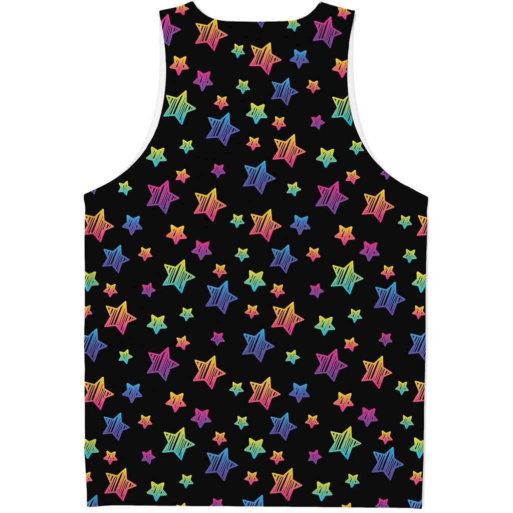 Rainbow Stars Pattern Print Men's Tank Top