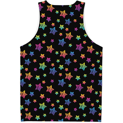 Rainbow Stars Pattern Print Men's Tank Top