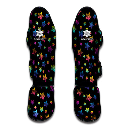 Rainbow Stars Pattern Print Muay Thai Shin Guard