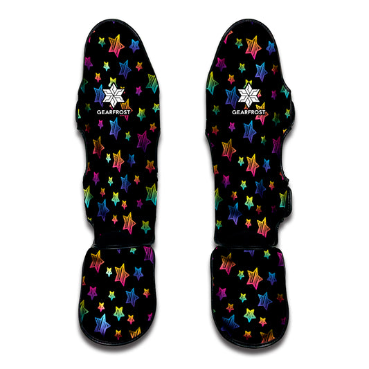 Rainbow Stars Pattern Print Muay Thai Shin Guard