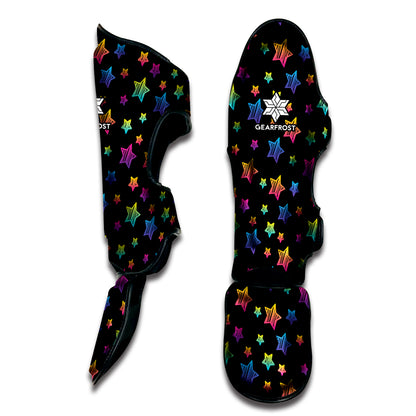Rainbow Stars Pattern Print Muay Thai Shin Guard