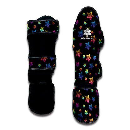 Rainbow Stars Pattern Print Muay Thai Shin Guard