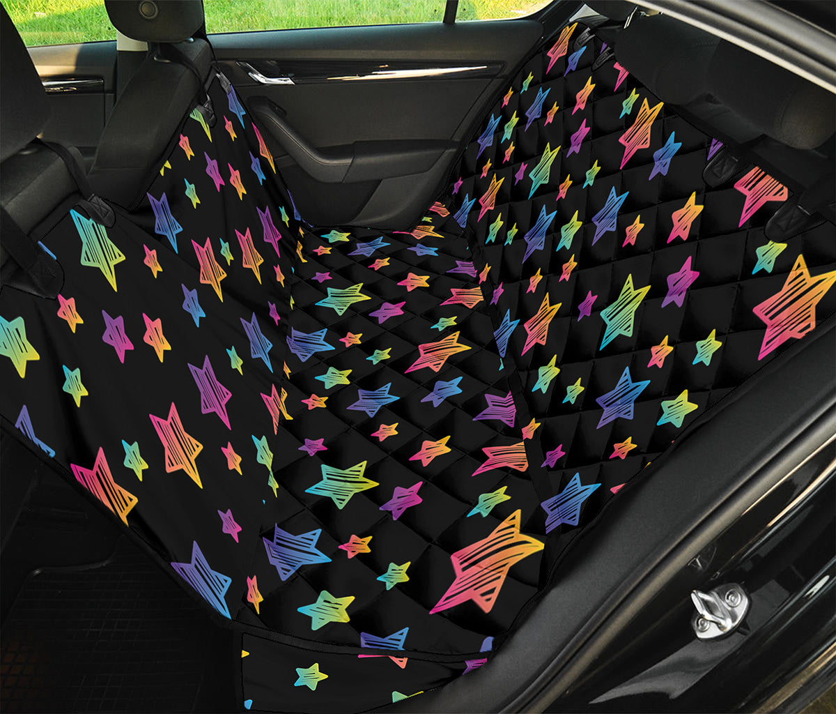 Rainbow Stars Pattern Print Pet Car Back Seat Cover