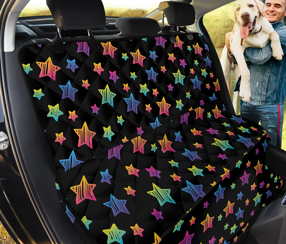 Rainbow Stars Pattern Print Pet Car Back Seat Cover