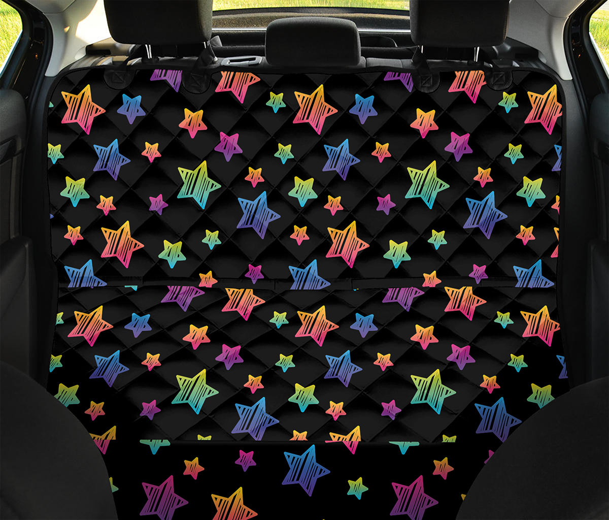 Rainbow Stars Pattern Print Pet Car Back Seat Cover
