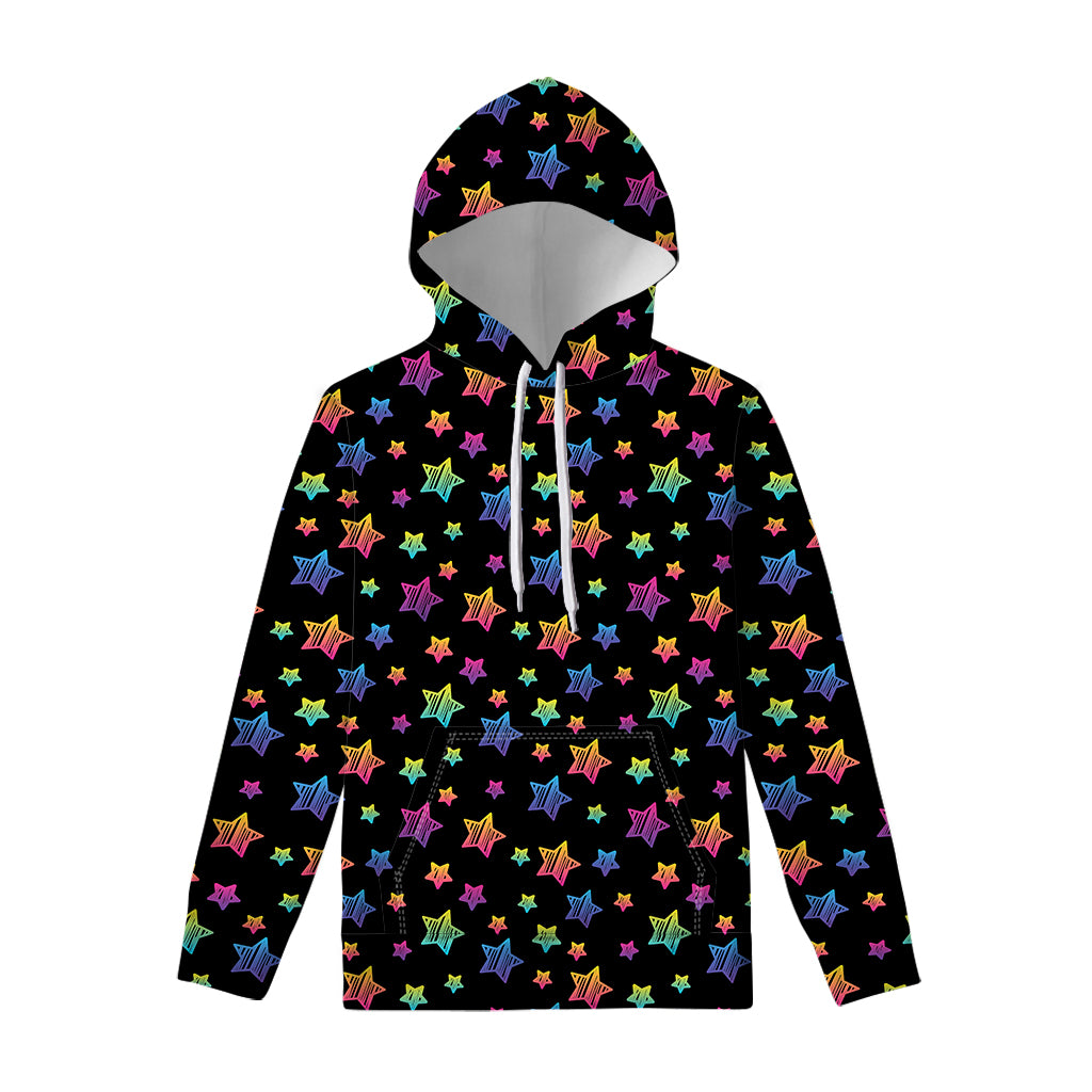 Rainbow Stars Pattern Print Pullover Hoodie