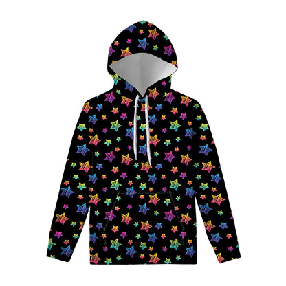 Rainbow Stars Pattern Print Pullover Hoodie