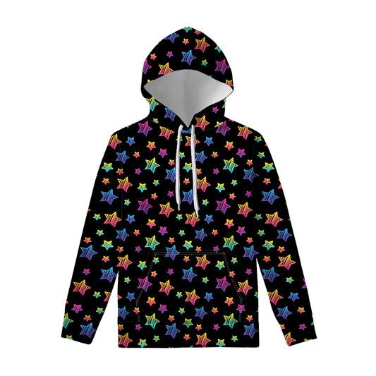 Rainbow Stars Pattern Print Pullover Hoodie