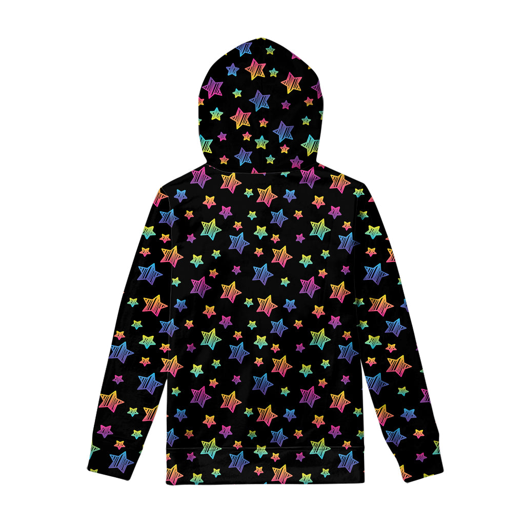 Rainbow Stars Pattern Print Pullover Hoodie