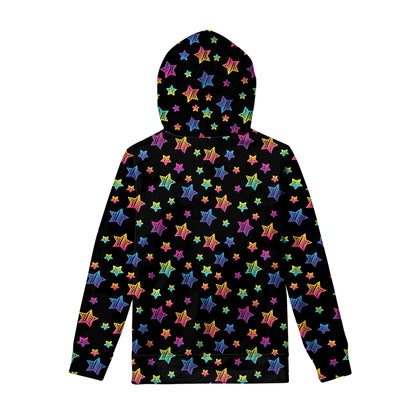 Rainbow Stars Pattern Print Pullover Hoodie