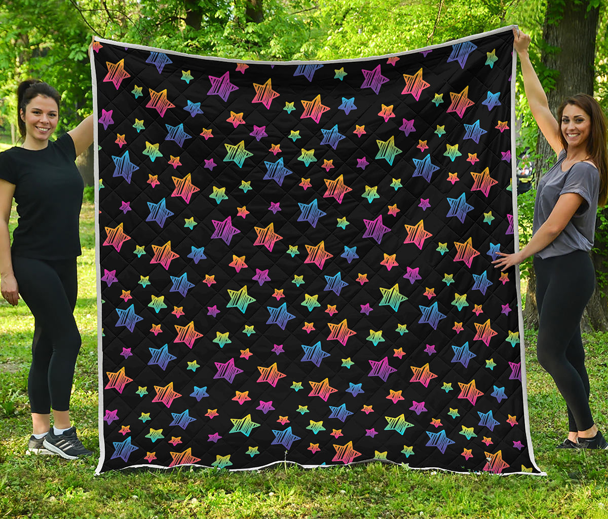 Rainbow Stars Pattern Print Quilt