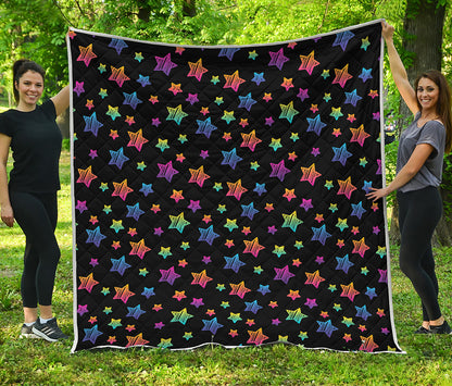 Rainbow Stars Pattern Print Quilt