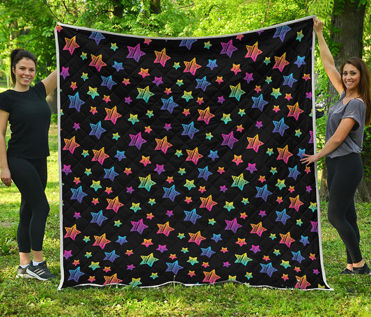 Rainbow Stars Pattern Print Quilt