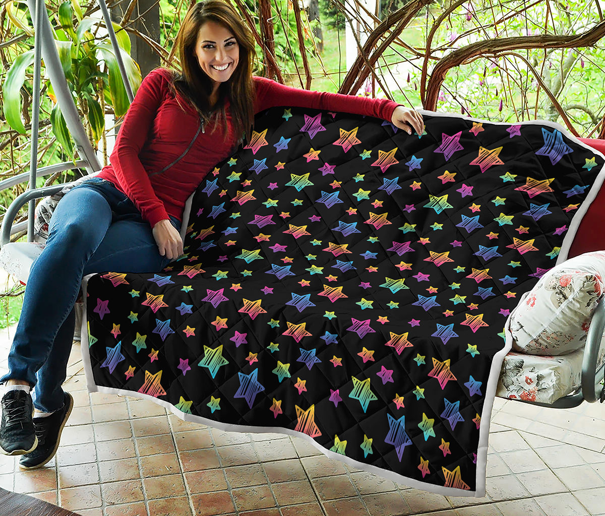 Rainbow Stars Pattern Print Quilt