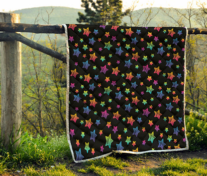 Rainbow Stars Pattern Print Quilt
