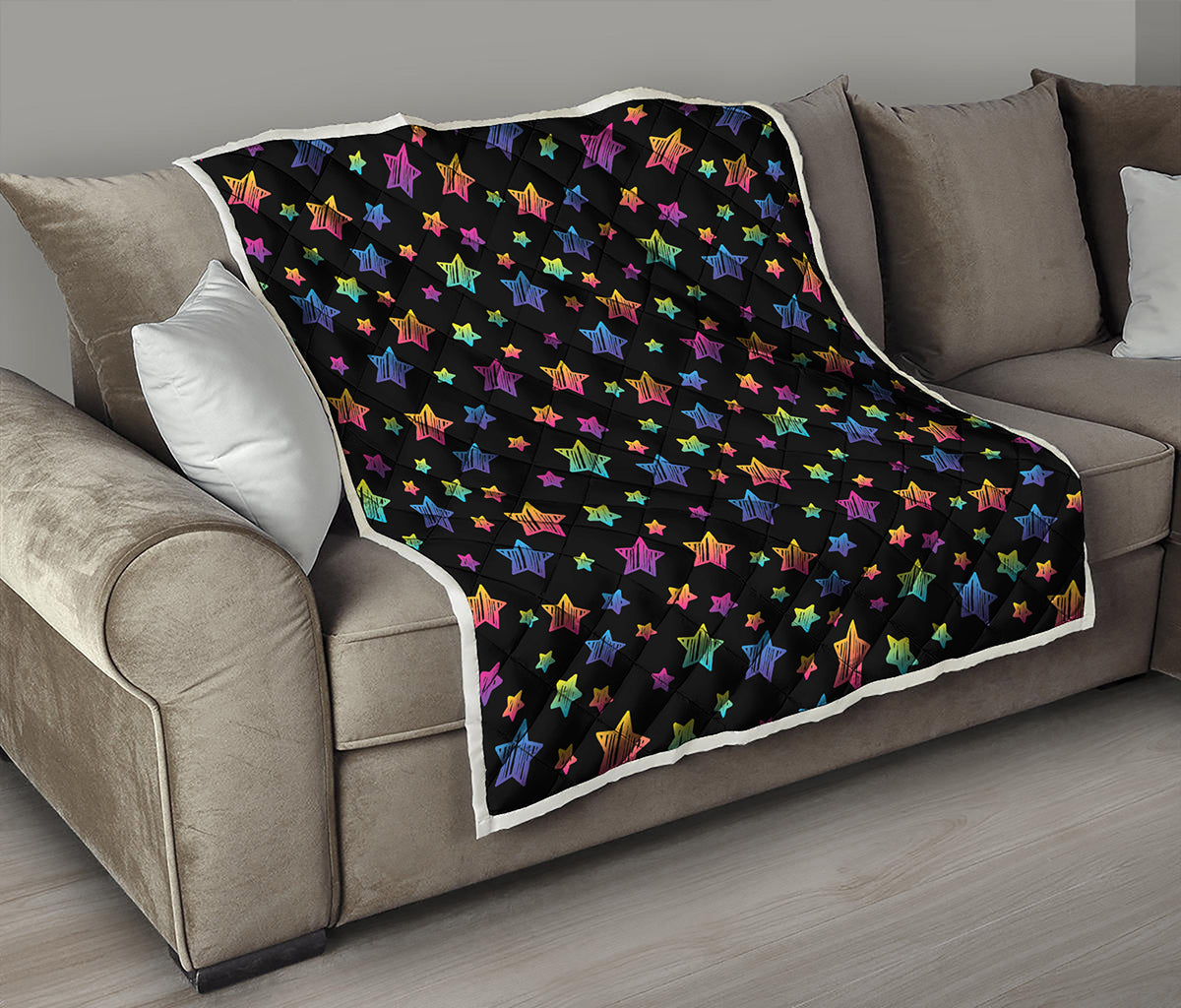 Rainbow Stars Pattern Print Quilt