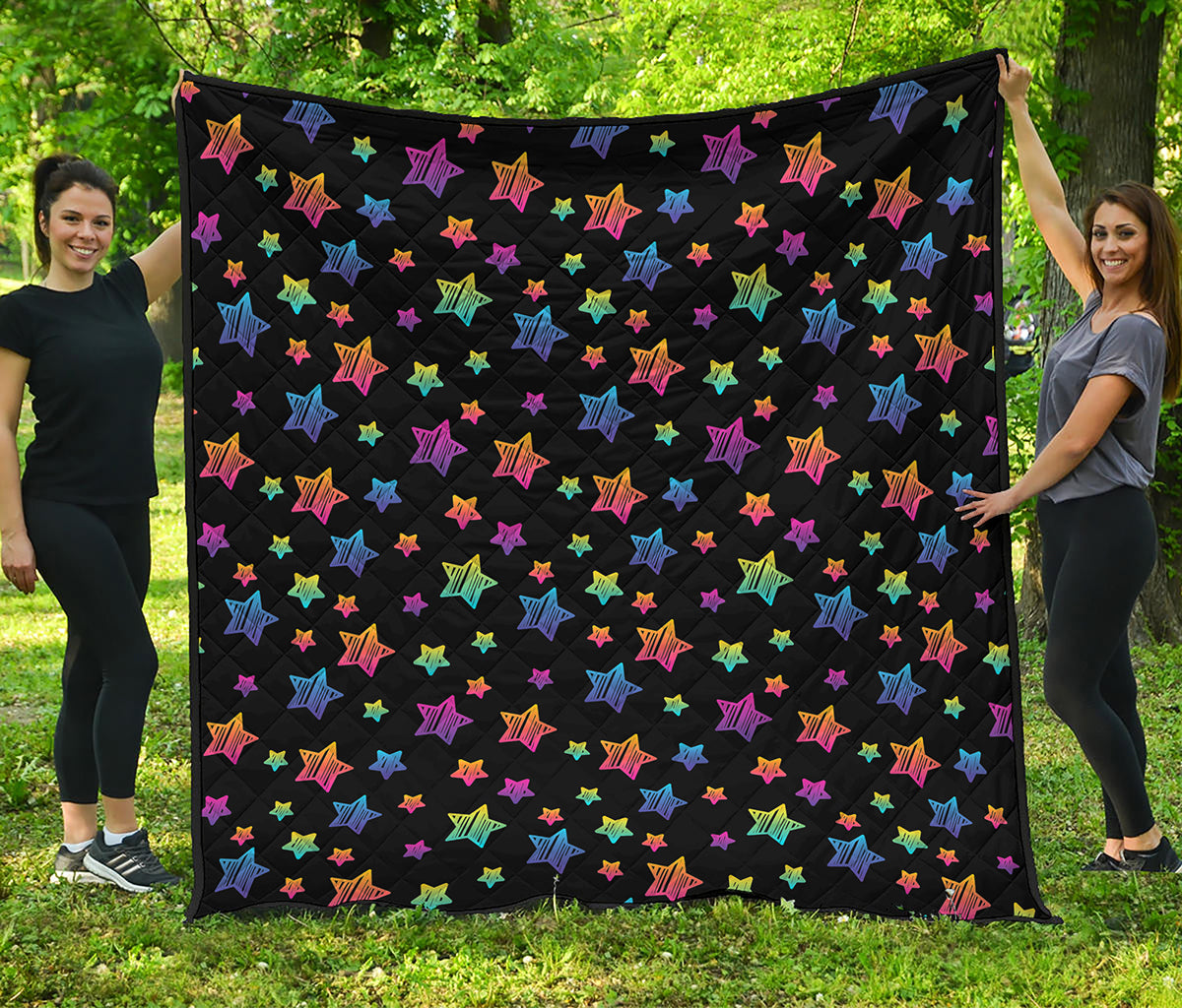 Rainbow Stars Pattern Print Quilt