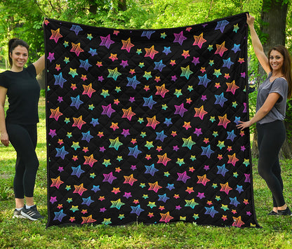 Rainbow Stars Pattern Print Quilt