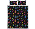 Rainbow Stars Pattern Print Quilt Bed Set
