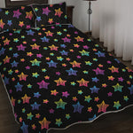 Rainbow Stars Pattern Print Quilt Bed Set