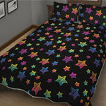 Rainbow Stars Pattern Print Quilt Bed Set
