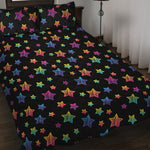 Rainbow Stars Pattern Print Quilt Bed Set