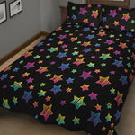 Rainbow Stars Pattern Print Quilt Bed Set