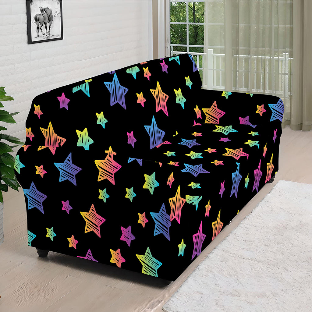 Rainbow Stars Pattern Print Sofa Cover