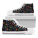 Rainbow Stars Pattern Print White High Top Shoes