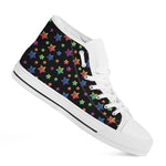 Rainbow Stars Pattern Print White High Top Shoes
