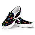 Rainbow Stars Pattern Print White Slip On Sneakers