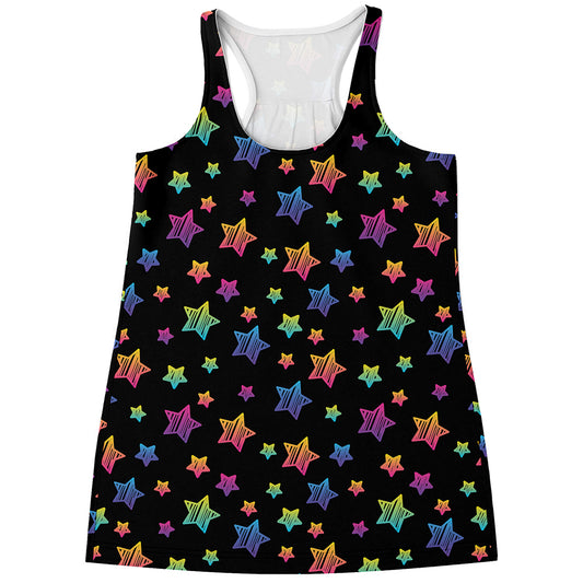 Rainbow Stars Pattern Print Women's Racerback Tank Top