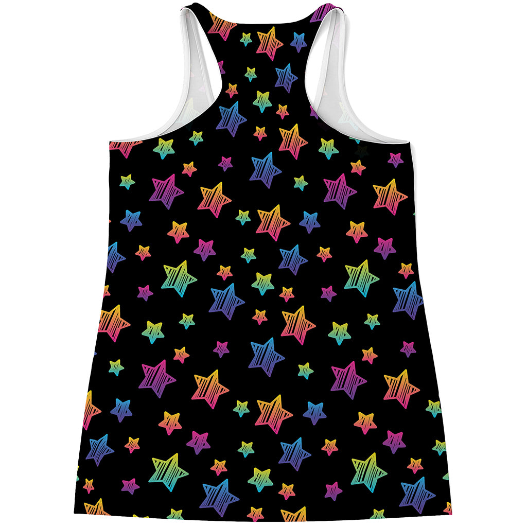 Rainbow Stars Pattern Print Women's Racerback Tank Top