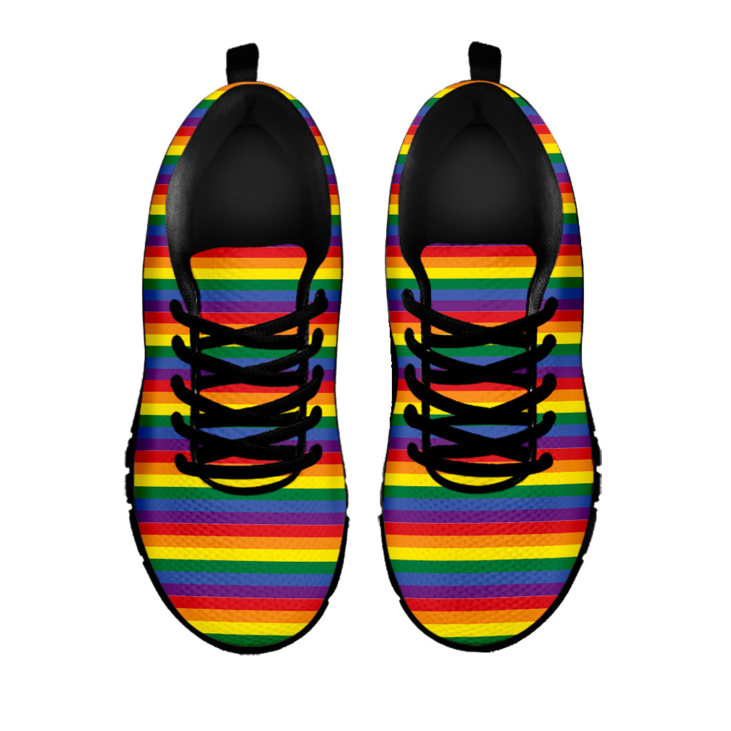 Rainbow Stripe Print Black Sneakers