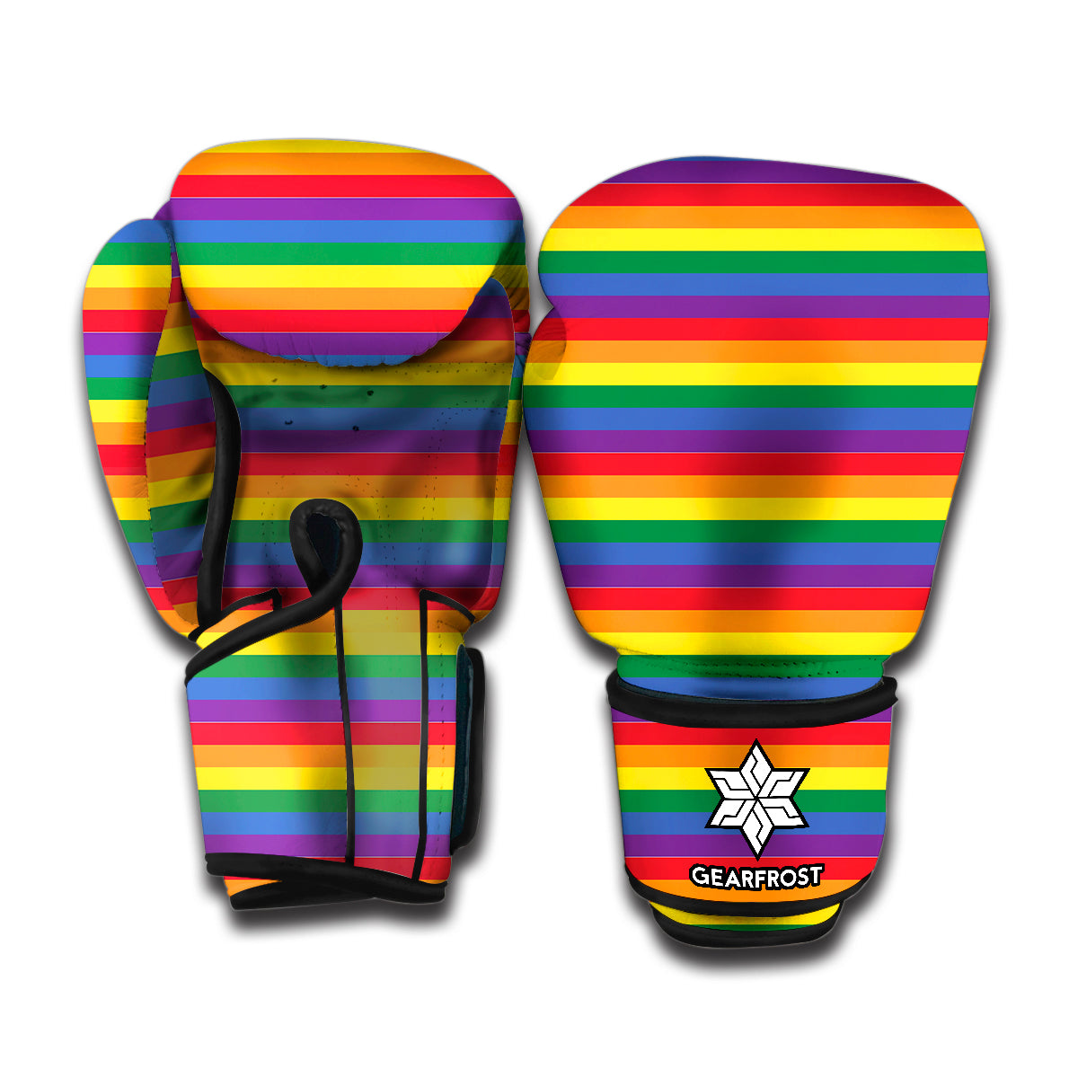 Rainbow Stripe Print Boxing Gloves