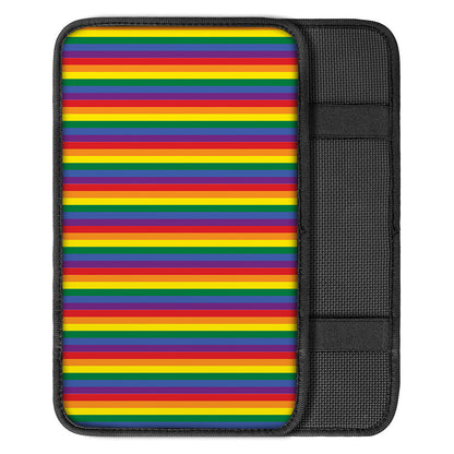 Rainbow Stripe Print Car Center Console Cover