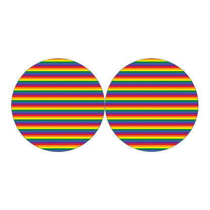 Rainbow Stripe Print Car Coasters