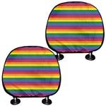 Rainbow Stripe Print Car Headrest Covers