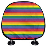 Rainbow Stripe Print Car Headrest Covers