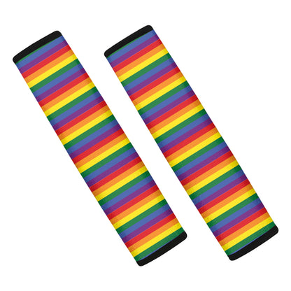 Rainbow Stripe Print Car Seat Belt Covers