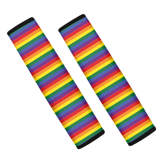 Rainbow Stripe Print Car Seat Belt Covers