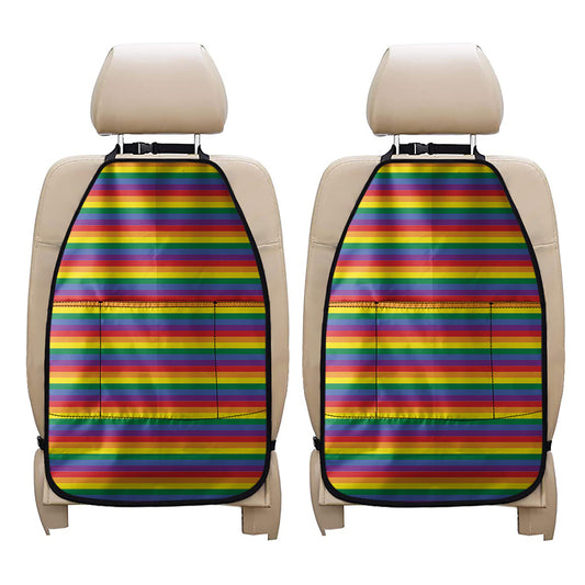 Rainbow Stripe Print Car Seat Organizers