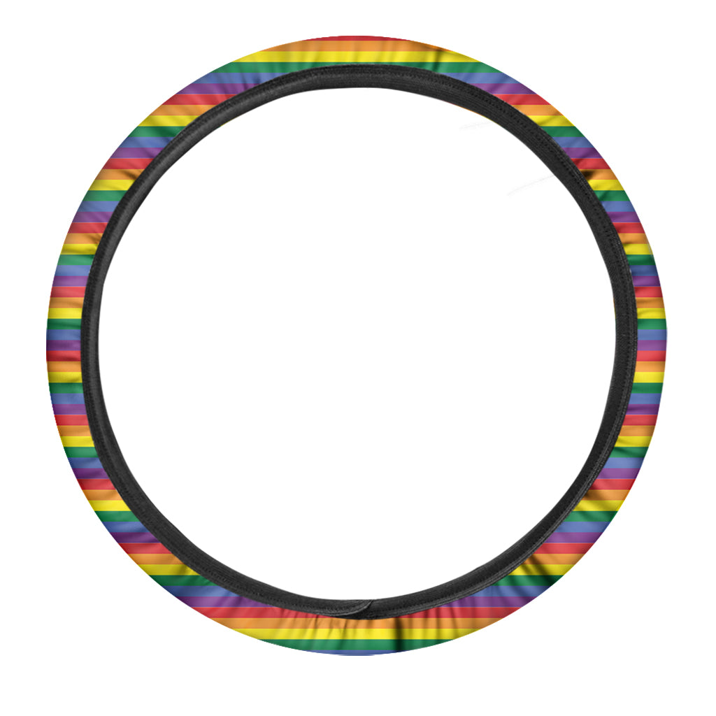 Rainbow Stripe Print Car Steering Wheel Cover