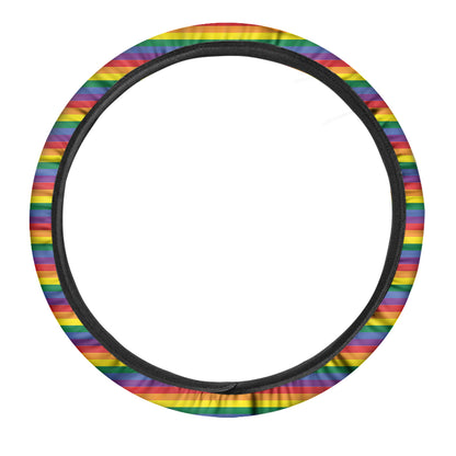 Rainbow Stripe Print Car Steering Wheel Cover