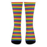 Rainbow Stripe Print Crew Socks